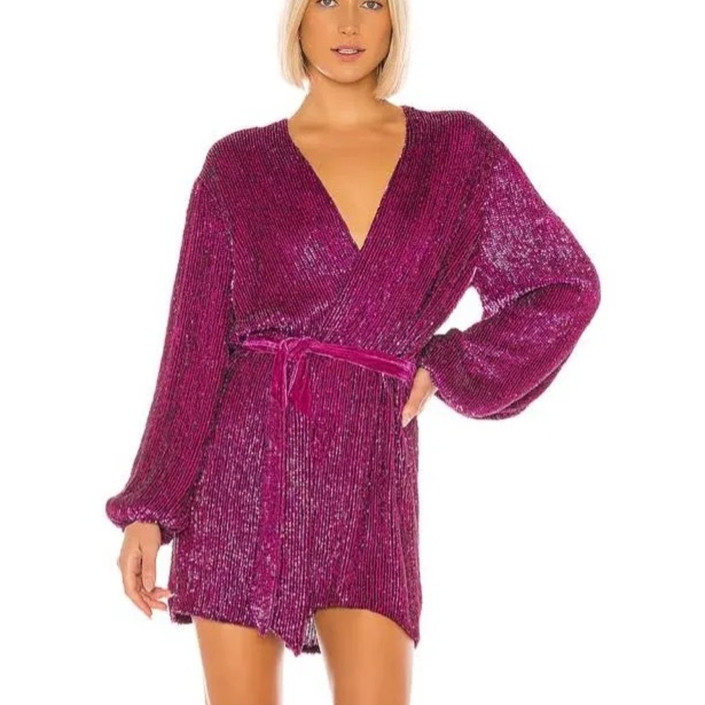 RETROFETE Gabrielle Dress in Magenta Pre-owned Size Small sequin robe dress